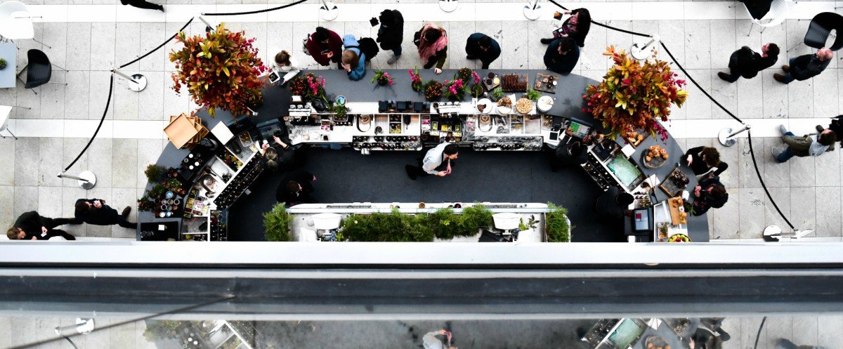 top view of café in a mall