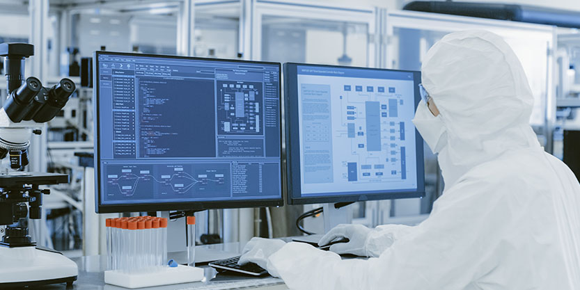 Man working inside a lab