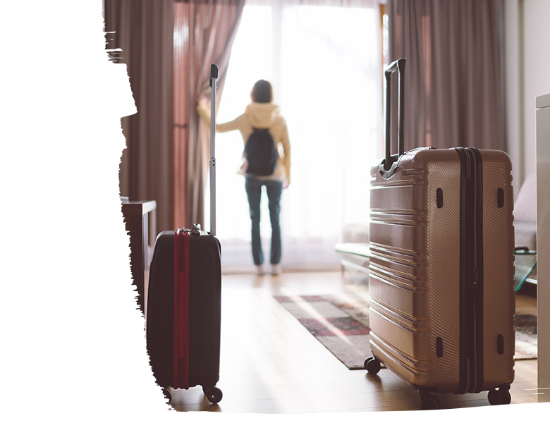 A Women checking in at a luxury hotel for their honeymoon