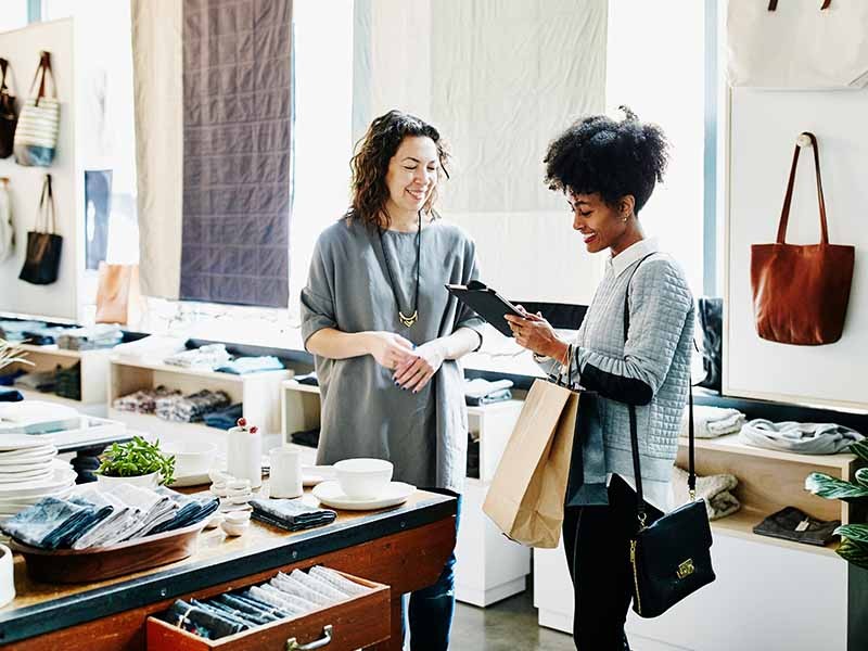 Women in retail shop