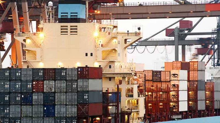 Ship with containers at Harbour