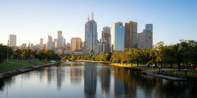 City with lake view