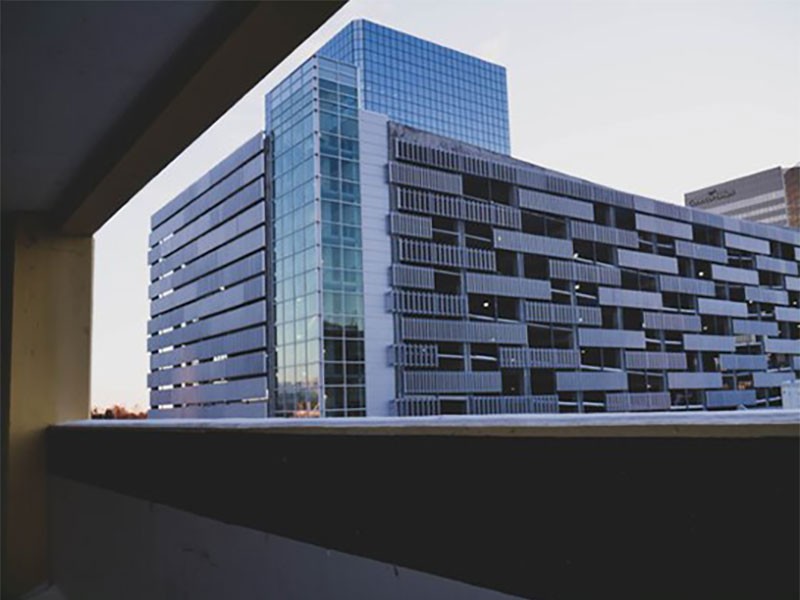 Background view of skyscraper office building