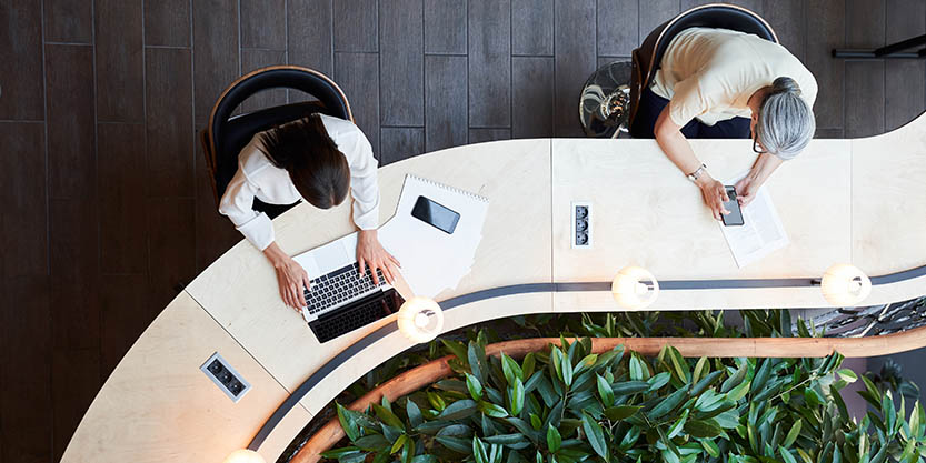 Lady working with a laptop