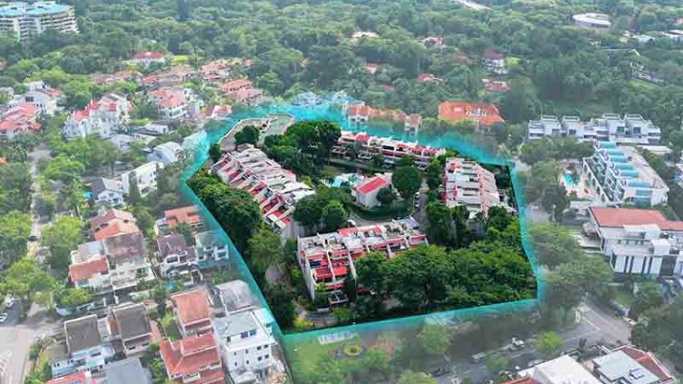 Aerial view of a City covered with trees