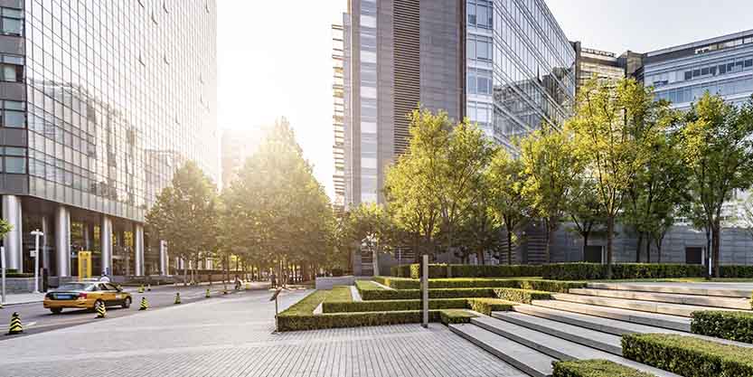 Luxury building with greenery park