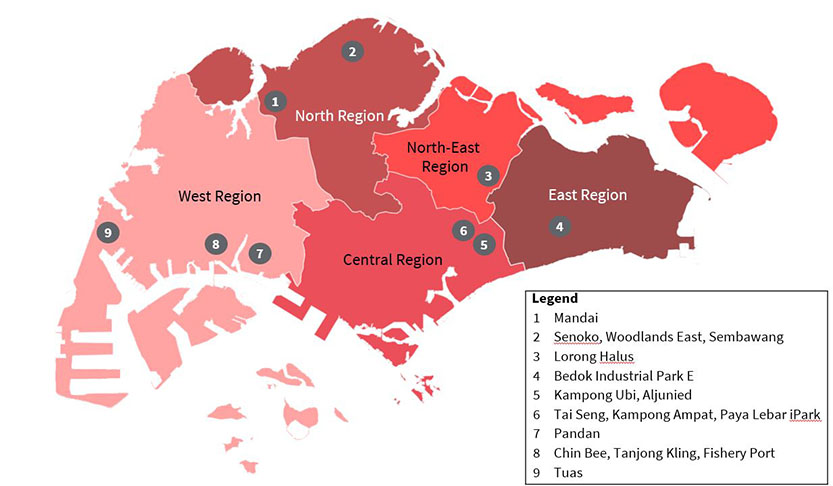 Map depicting the research for food factories