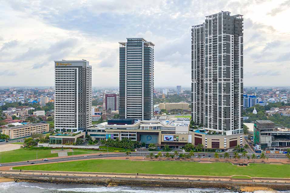 Aerial view of One Galle Face Tower - Side