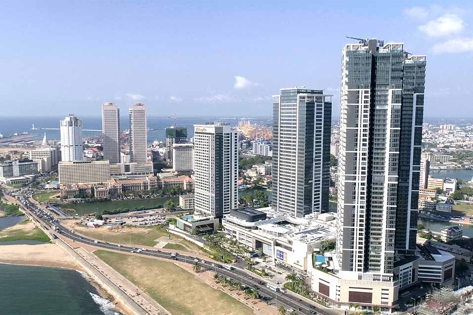 Aerial view of One Galle Face Tower