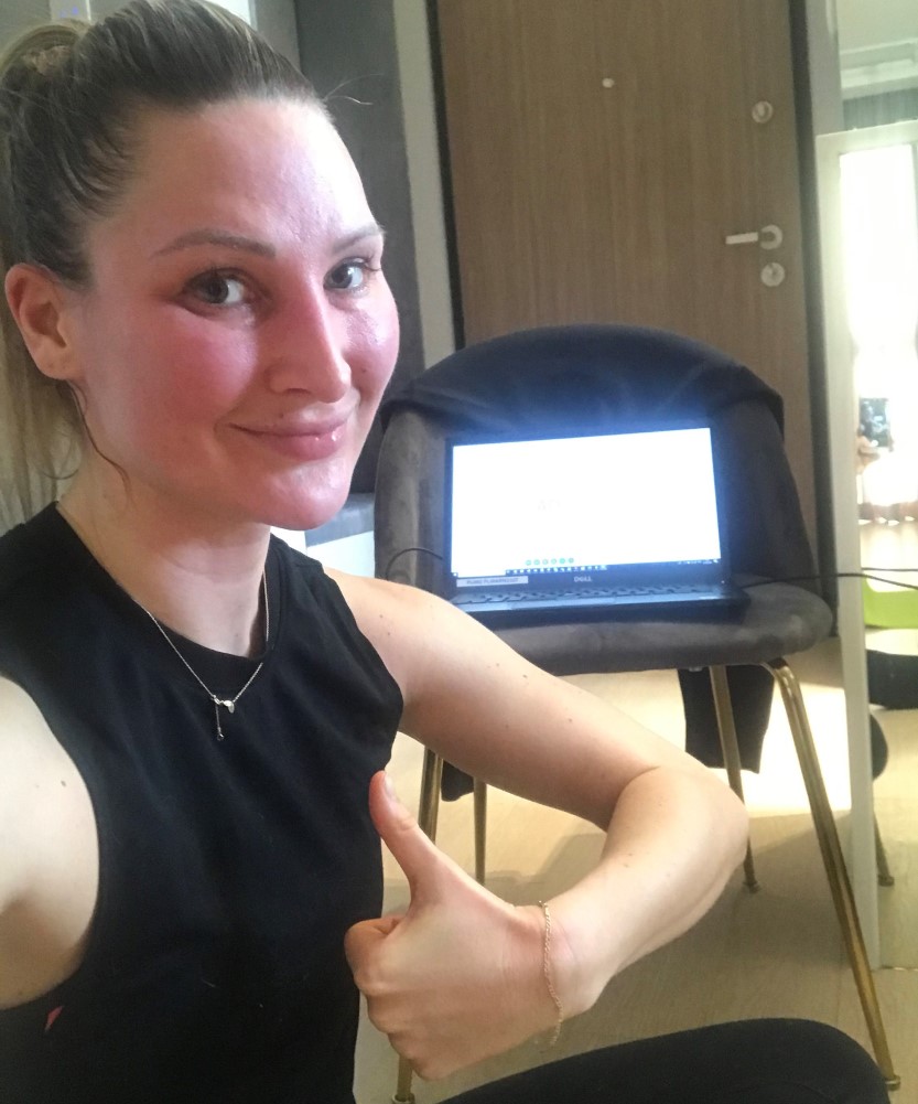 Urszula Świerzko isn’t taking her new work-from-home routine sitting down