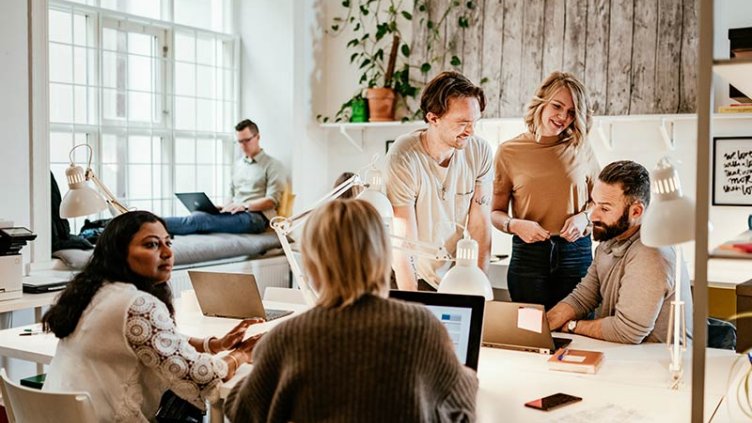 Team working together in the office