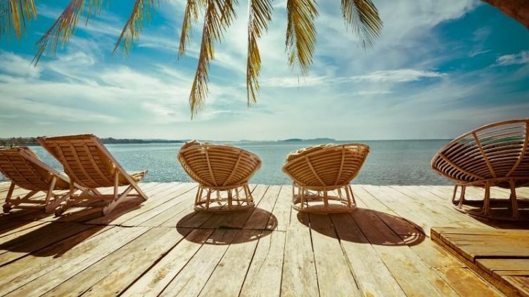 Beach lounge in resort